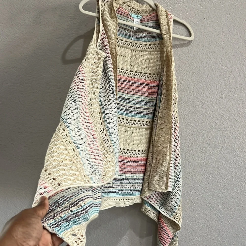 Maurices Cardigan Vest Womens L/XL MED Sweater Multicolor Striped  TC0813